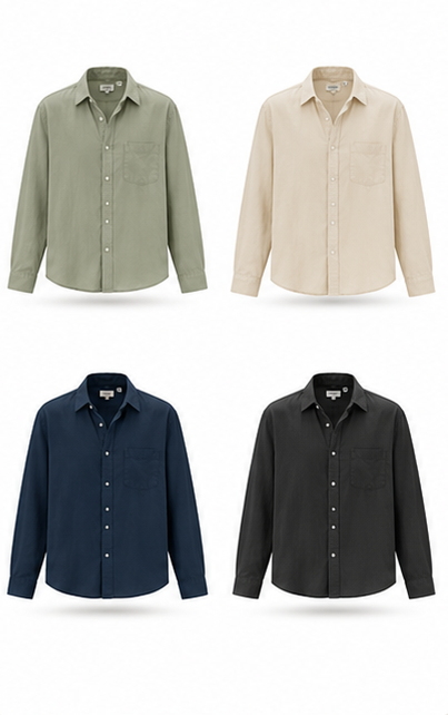Four colourways: sage, beige, navy and black